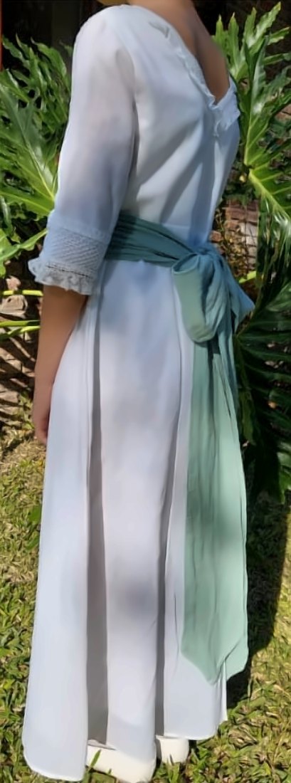Vestido Inés con faja verde
